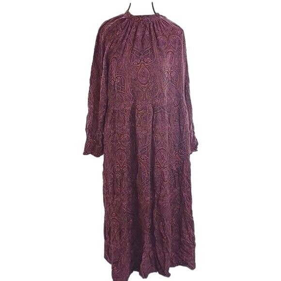 Purple Floral Paisley Cottagecore Midi Dress by Ed Michaels main image 1